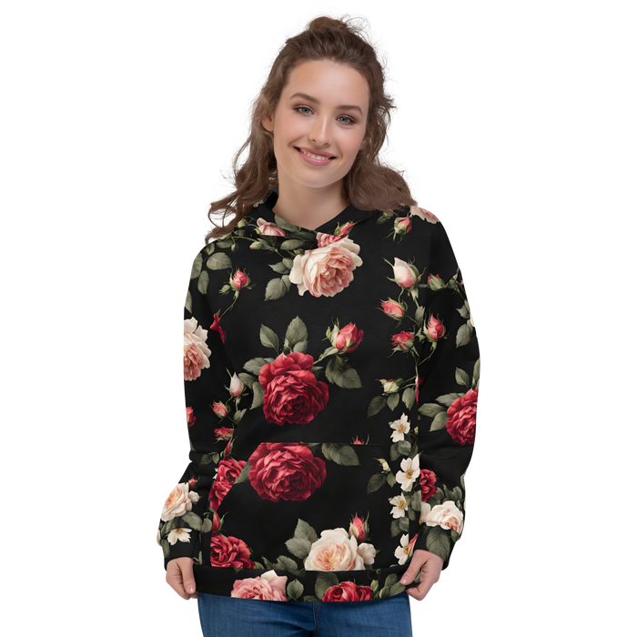 Hoodie - Vintage Roses, black