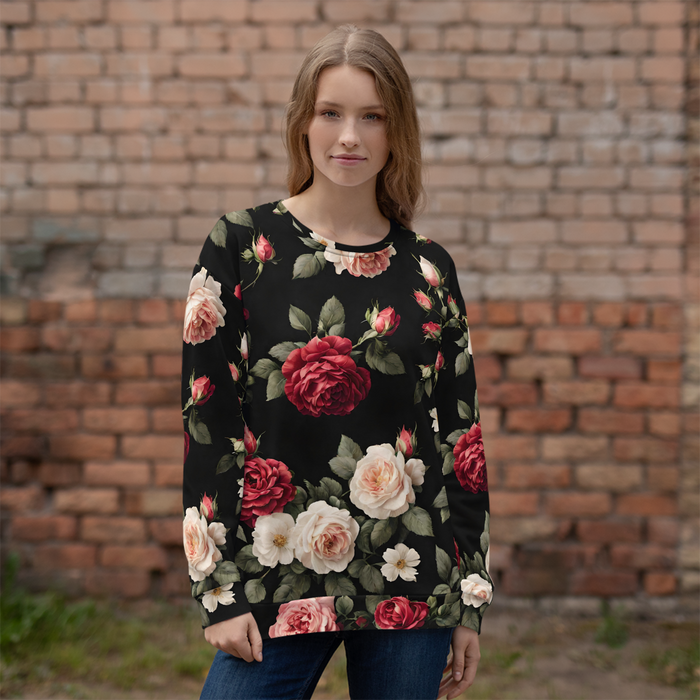 Sweater Women - Vintage Roses, black