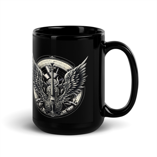 Black glossy mug - Cello & Wings crest