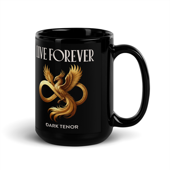 Schwarze glänzende Tasse - Live Forever