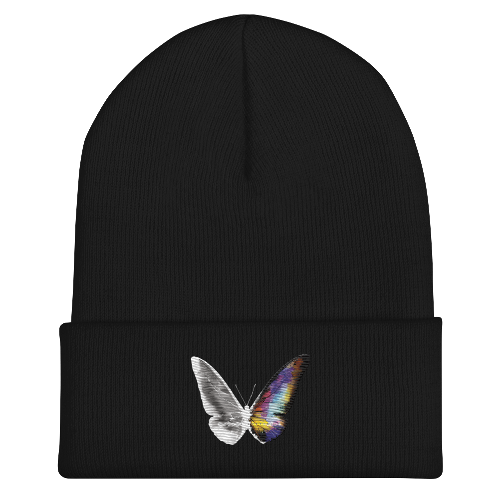 Beanie - broderet, Toxic Rain, sommerfugl