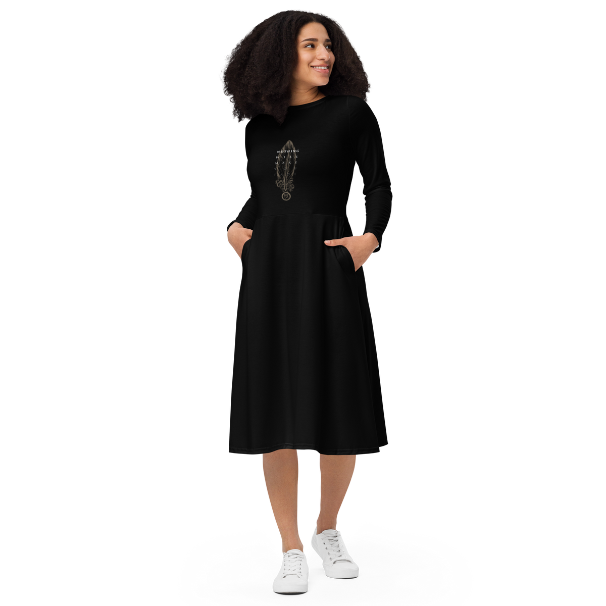 Langärmliges Midikleid - Fade