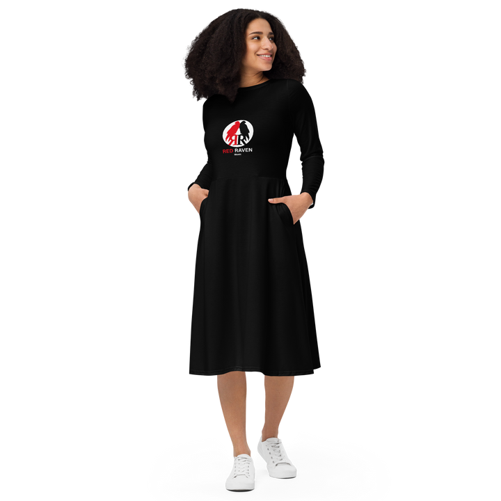 Langärmliges Midikleid - Red Raven Music Logo, schwarz