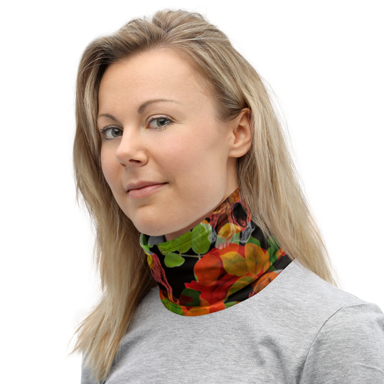 Multifunctional scarf - Flowers and the Skull