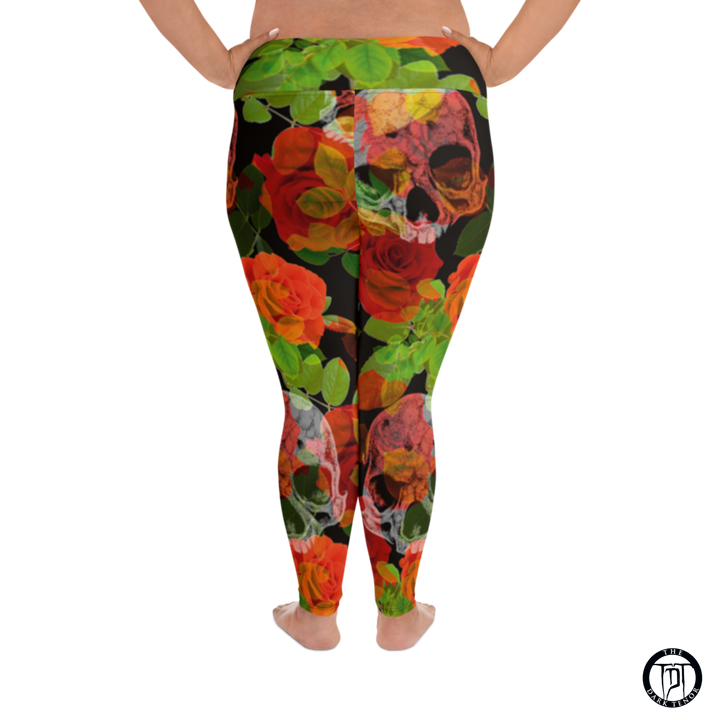 Plus Size Leggings - Flowers and the Skull