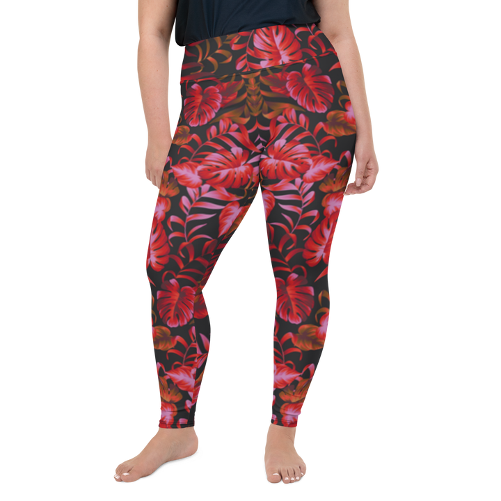 Leggings in Übergröße - Blätter der Nacht