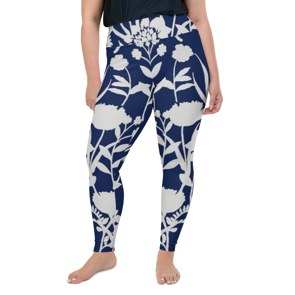 Leggings in Übergröße - Blaue Blume