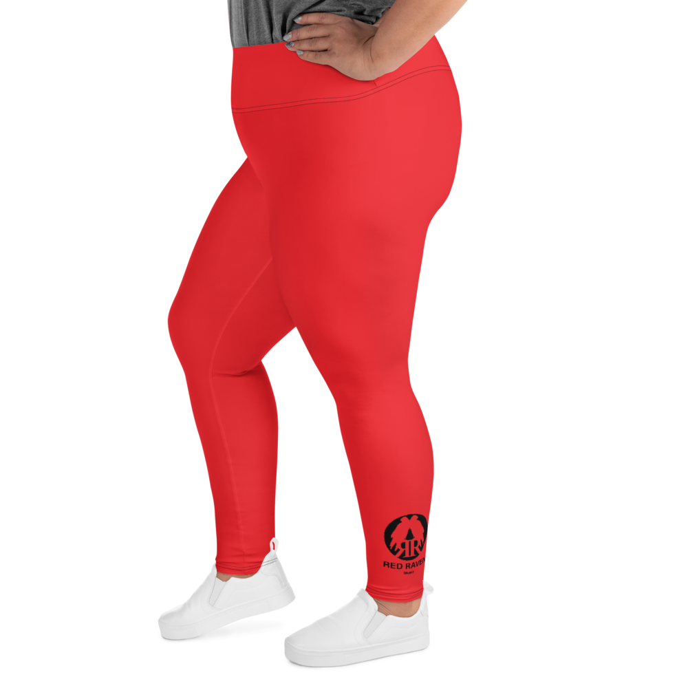 Plus Size Leggings - Red Raven Music Logo, red, black