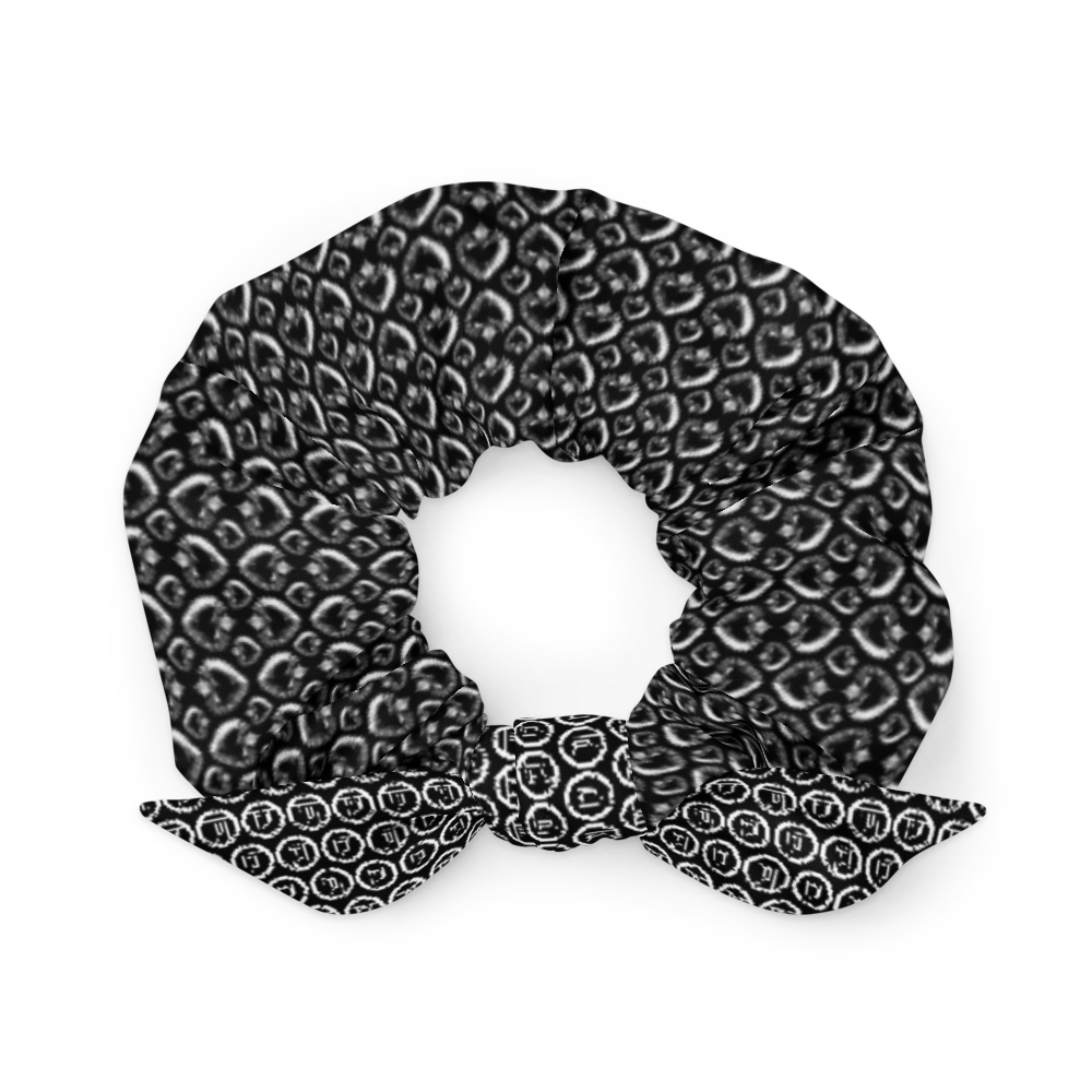 Scrunchie - Darker Hearts, White Heart, sort