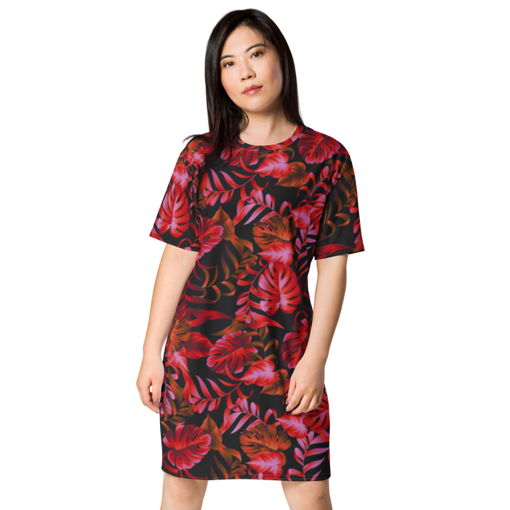Premium T-Shirt-Kleid - Blätter der Nacht