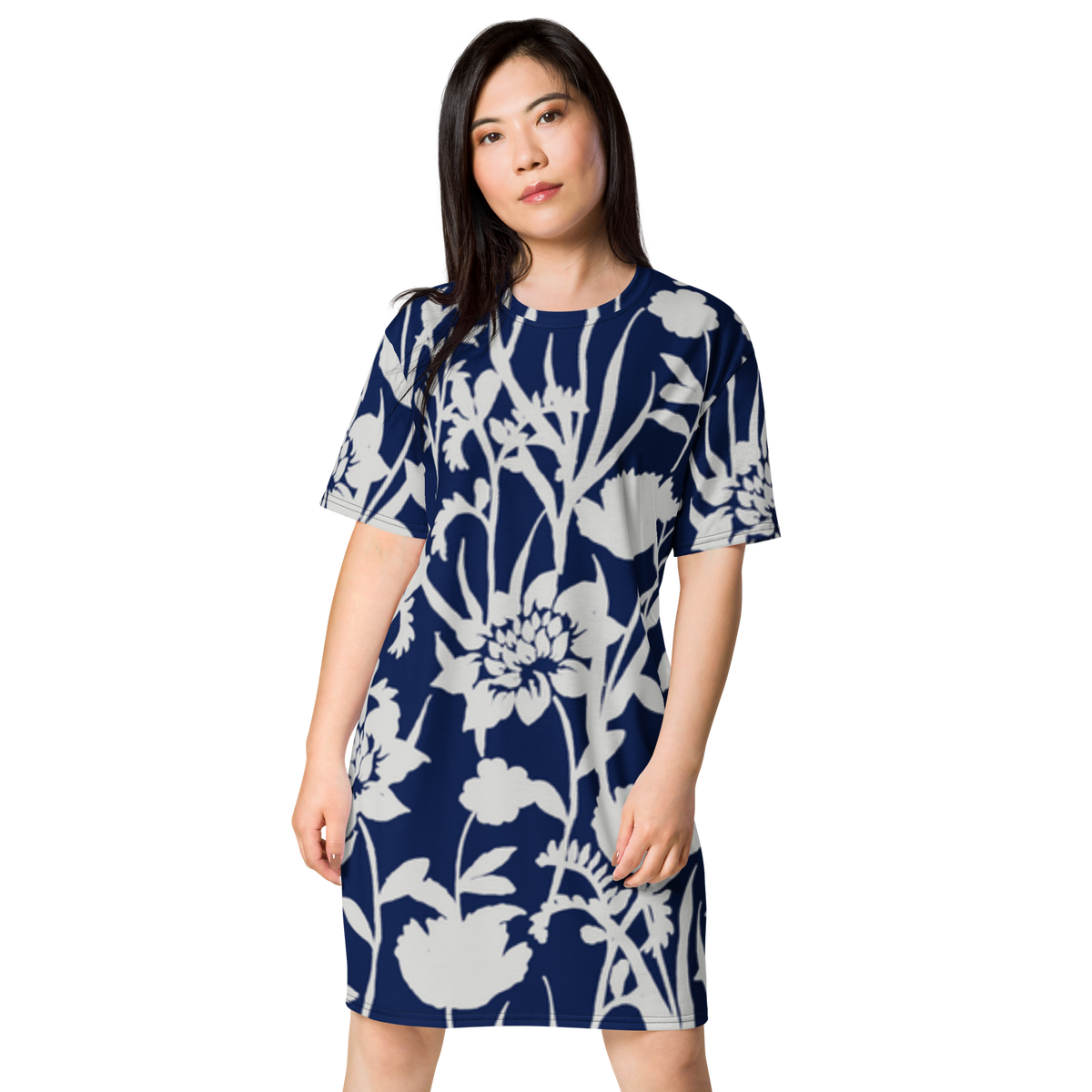 Premium T-Shirt-Kleid - Blaue Blume