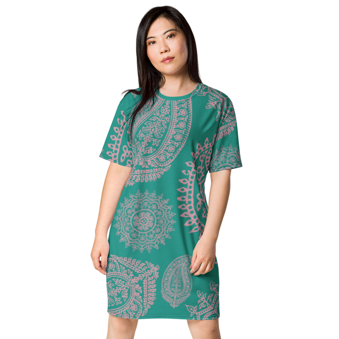 Premium T-Shirt-Kleid - Azur