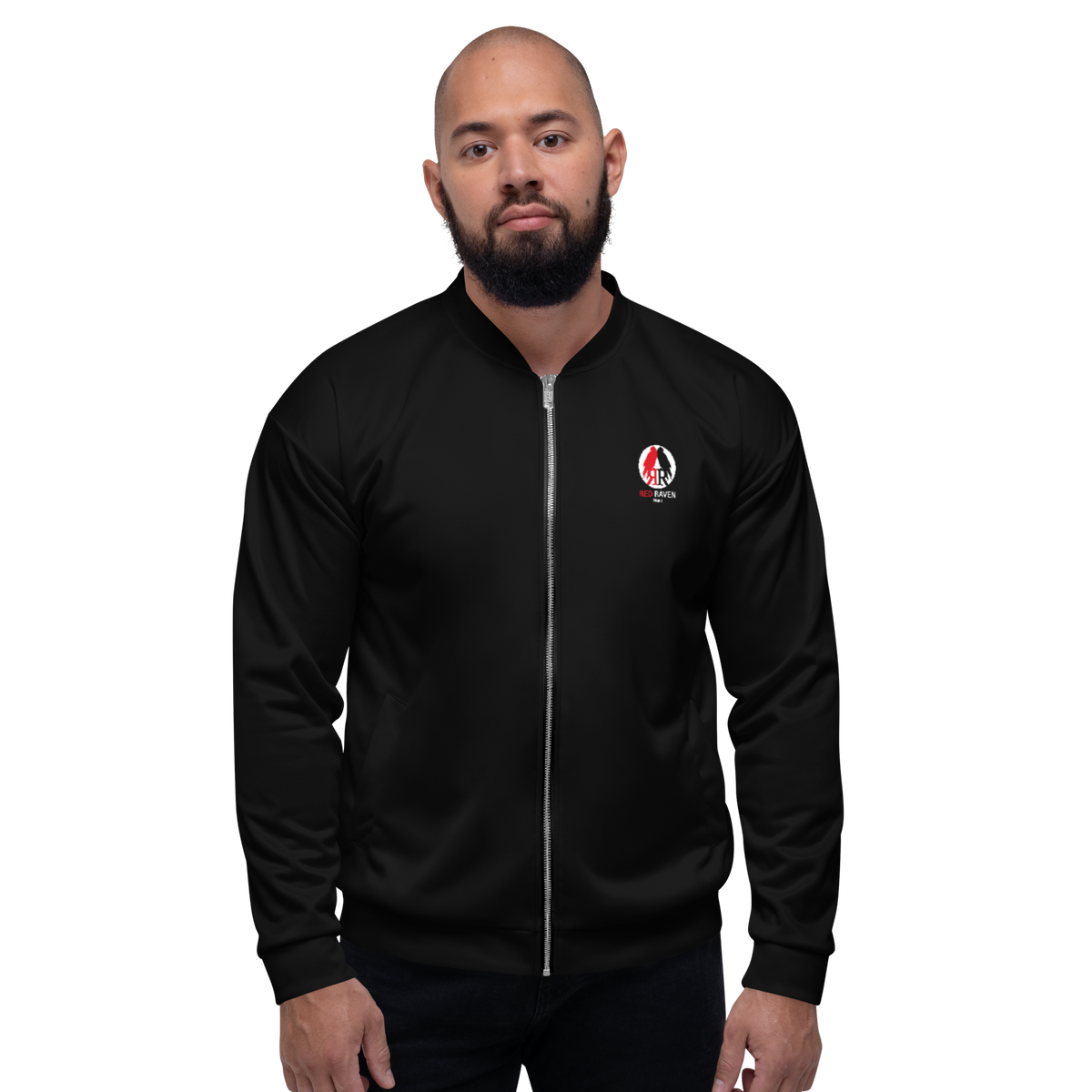 Bomberjacke Herren - Red Raven Music Logo, schwarz