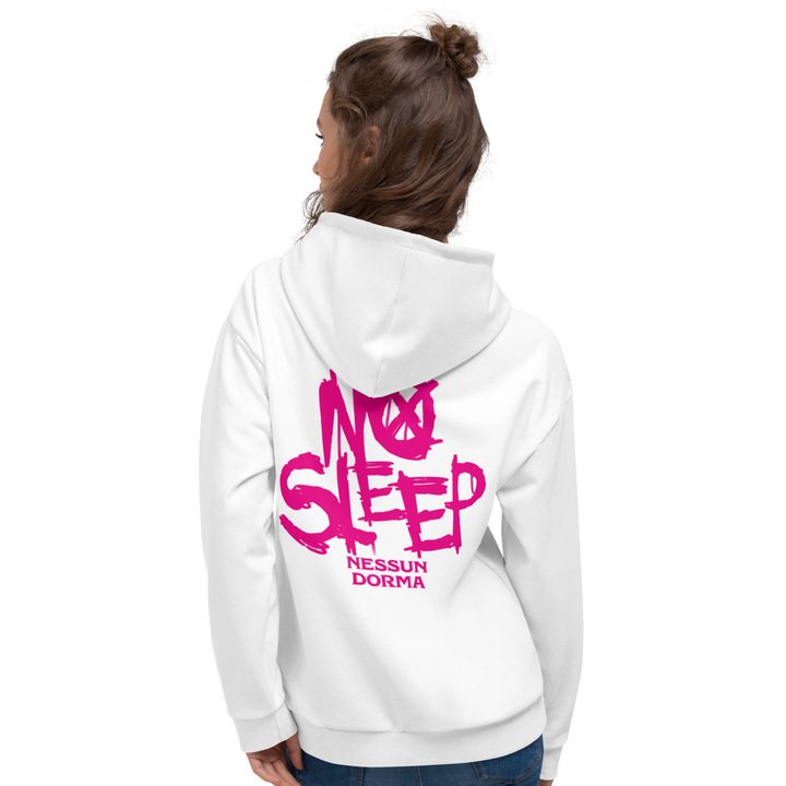 Hættetrøje Damer - No Sleep (Nessun Dorma), Hvid Pink