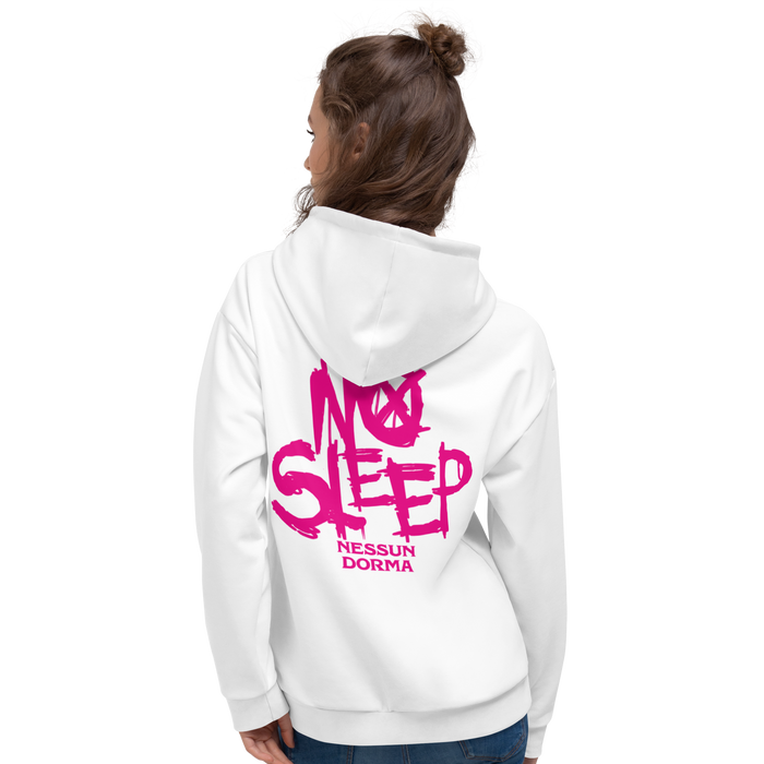 Hoodie Damen - No Sleep (Nessun Dorma), White Pink