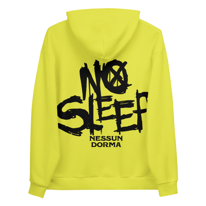 Unisex hættetrøje - No Sleep (Nessun Dorma), gul sort