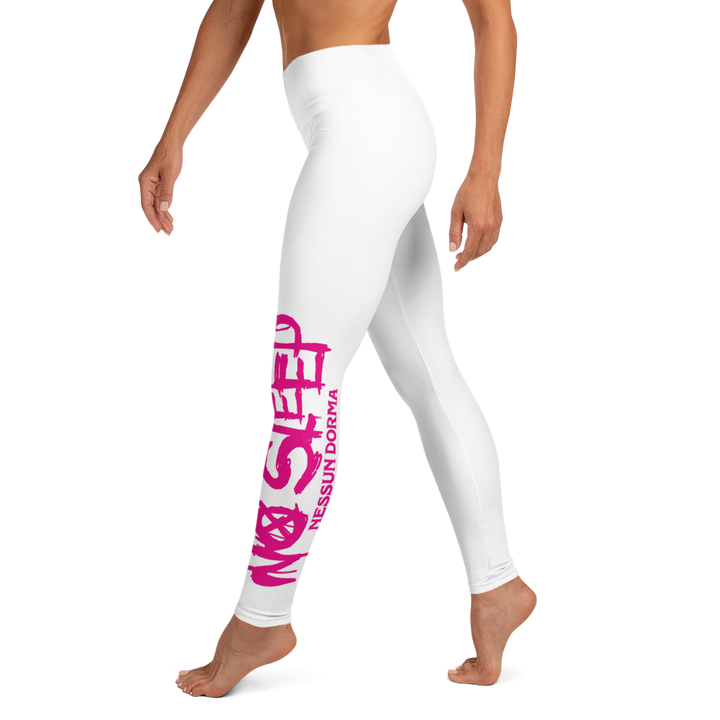 Leggings - No Sleep (Nessun Dorma), White Pink