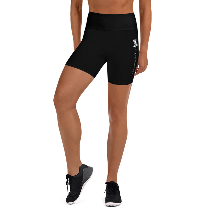 Kurze Leggings Hose Damen - Let Love Be Your Energy, weisse Rose