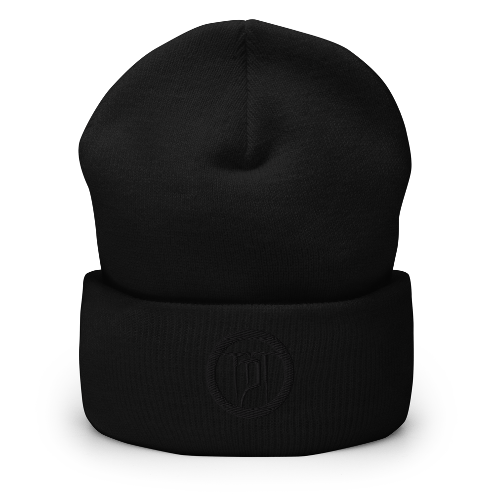 Beanie - Embroidered crest, black on black