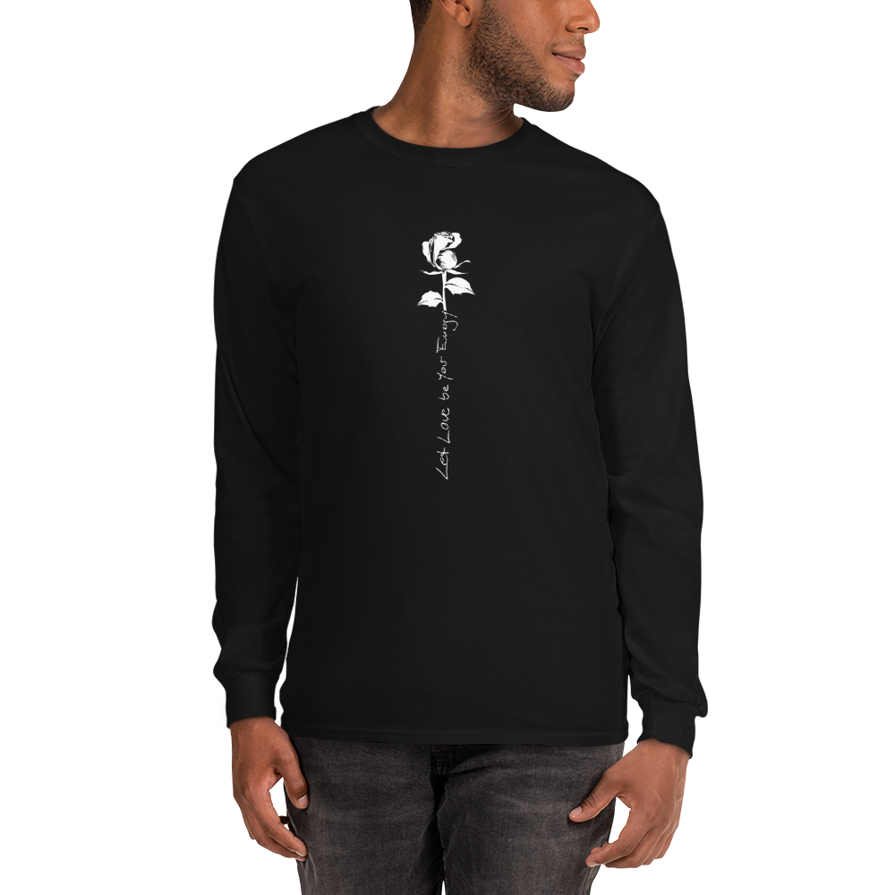 Langarmshirt Herren - Let Love Be Your Energy, weisse Rose
