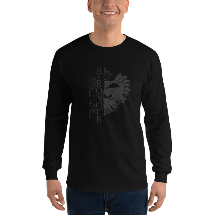 Langarmshirt Herren - Now I Am Stronger, Darker Hearts, Black on Black