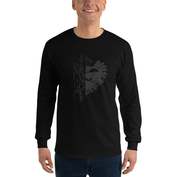 Langarmshirt Herren - Now I Am Stronger, Darker Hearts, Black on Black