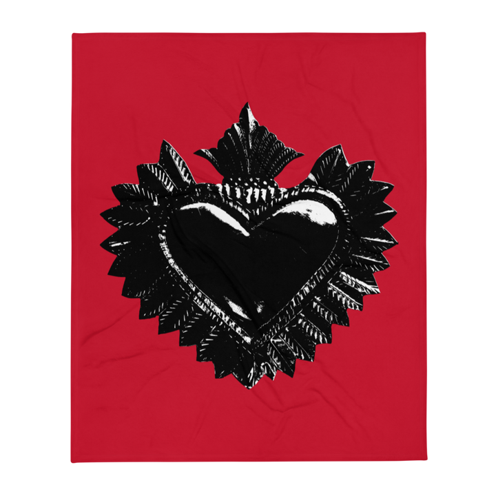 Tæppe - Darker Hearts, Black Heart, rød