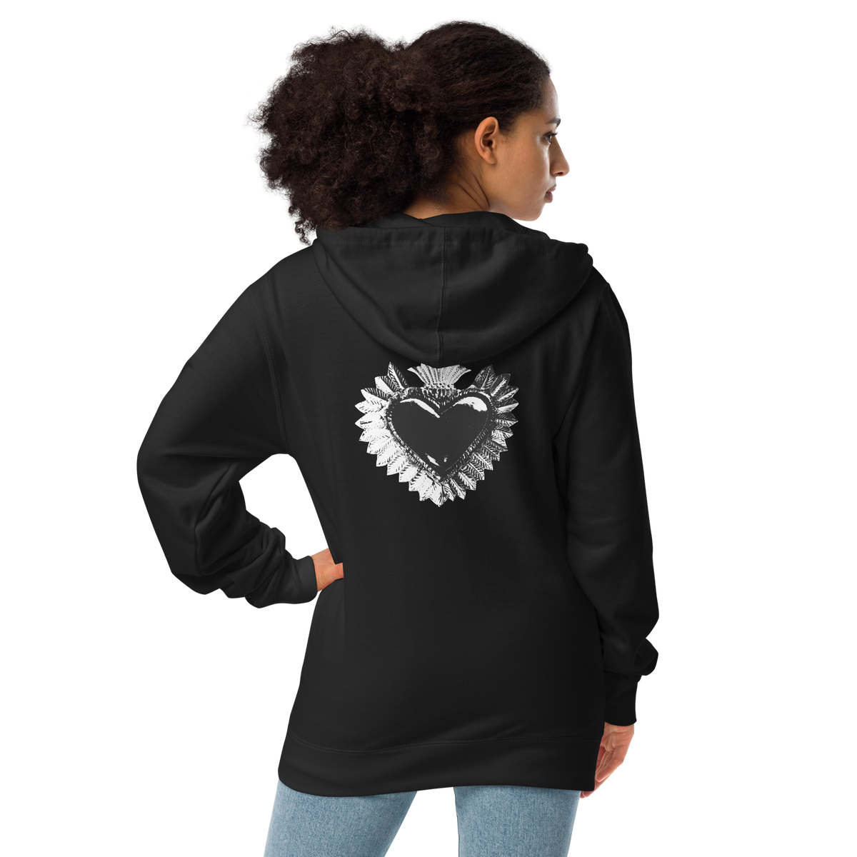 Women's Fleece Zipper Hoodie - Darker Hearts