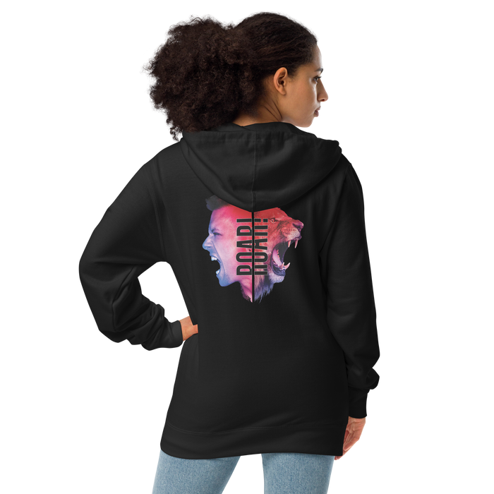 Zipper hoodie made of fleece women - When You Roar, red