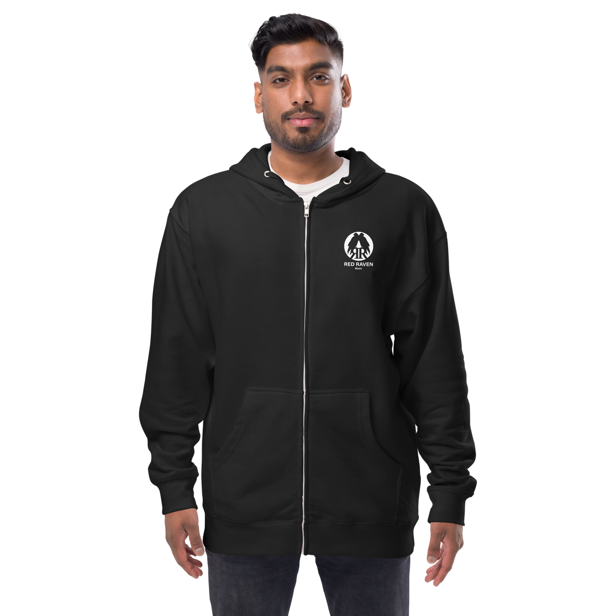 Zipper Hoodie aus Fleece Herren - Red Raven Logo