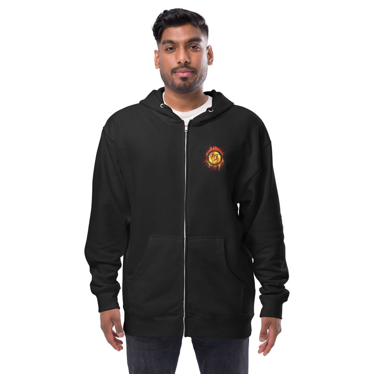 Zipper Hoodie aus Fleece Herren - Lava Wappen