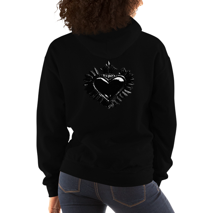 Hoodie Damen - Darker Hearts, Black Heart, Black on Black