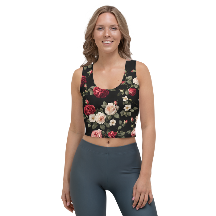 Crop top - Vintage Roses, sort