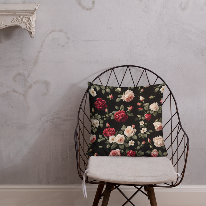 Premium-Kissen - Vintage Roses, schwarz
