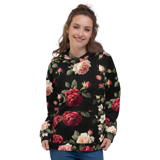 Hoodie - Vintage Roses, schwarz