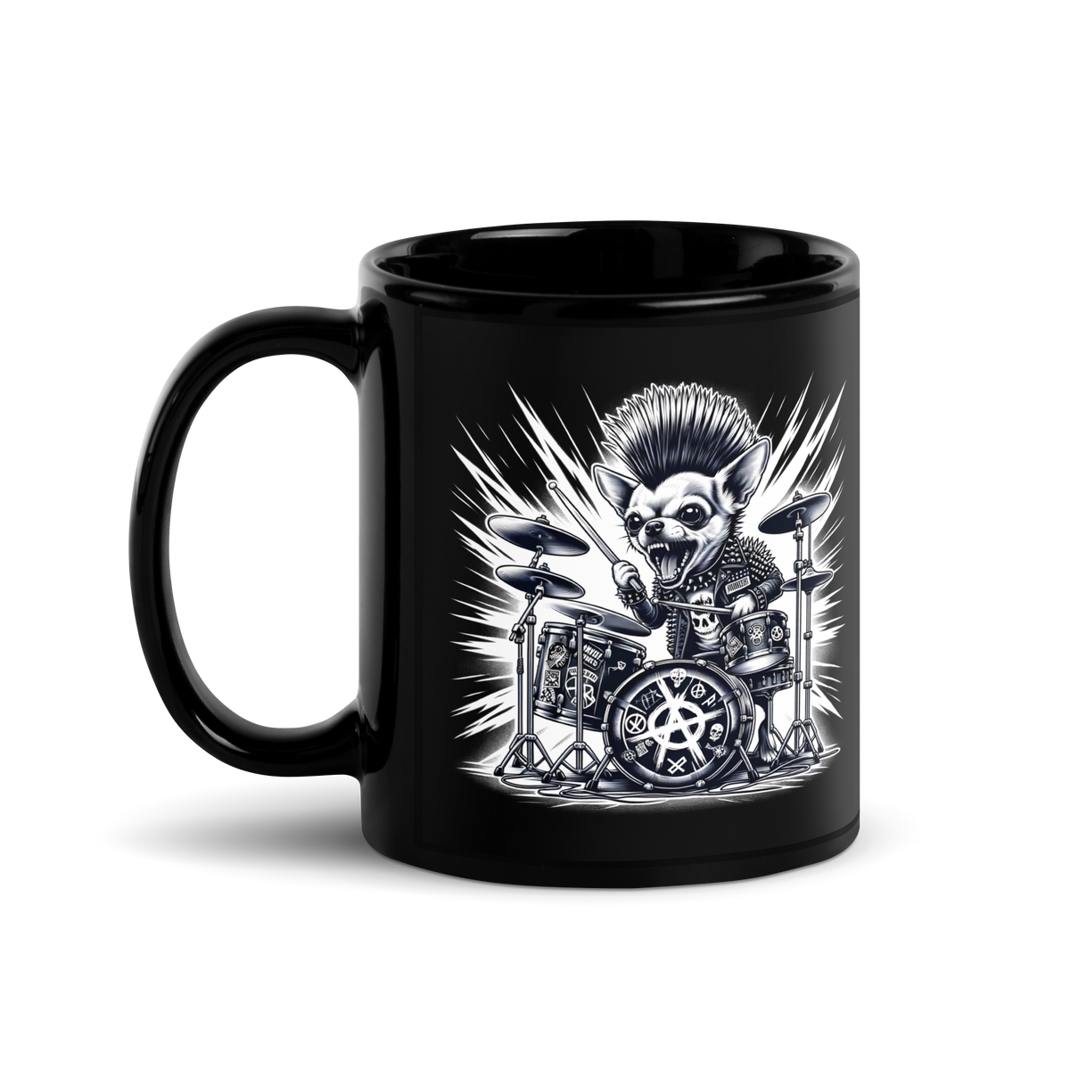 Schwarze glänzende Tasse - Gizmo RoXX Drums
