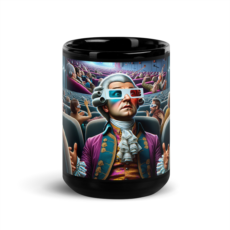 Schwarze glänzende Tasse - Mozart im 3D Kino