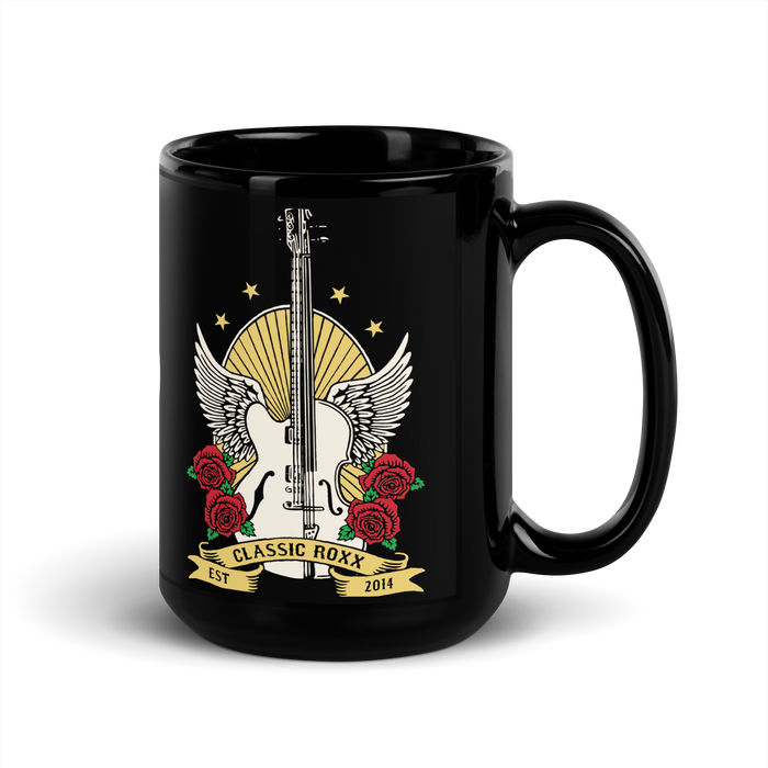 Schwarze glänzende Tasse - Guitar & Cello RoXX