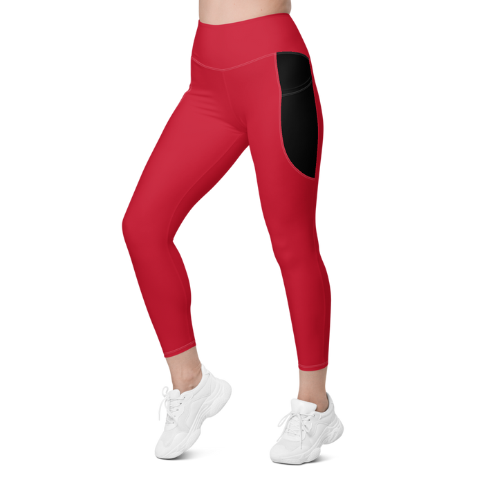 Leggings mit Taschen - Darker Hearts, Black Heart, rot-schwarz