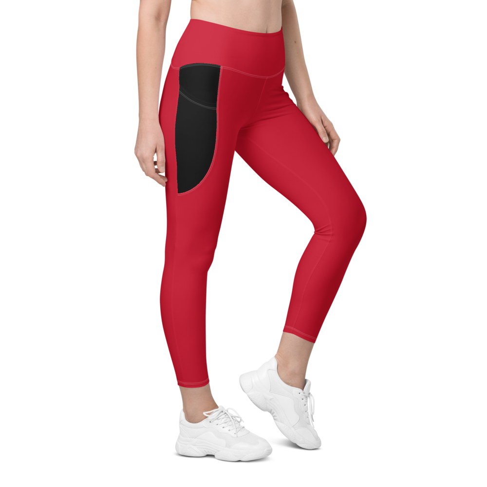 Leggings mit Taschen - Darker Hearts, Black Heart, rot-schwarz