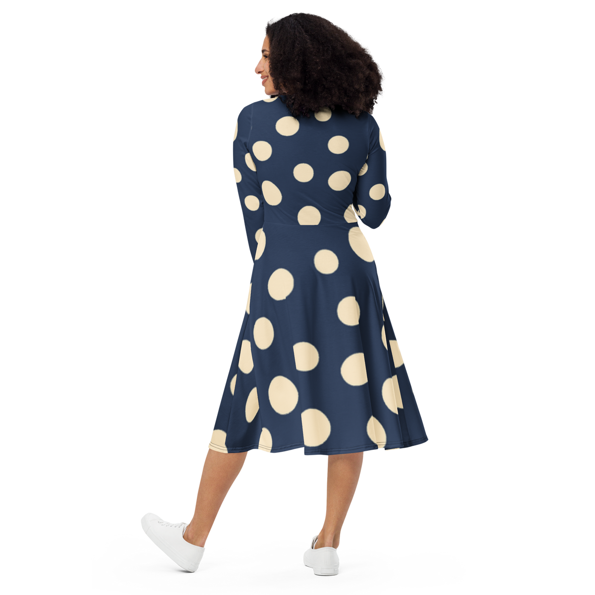 Long Sleeve Midi Dress - Dots