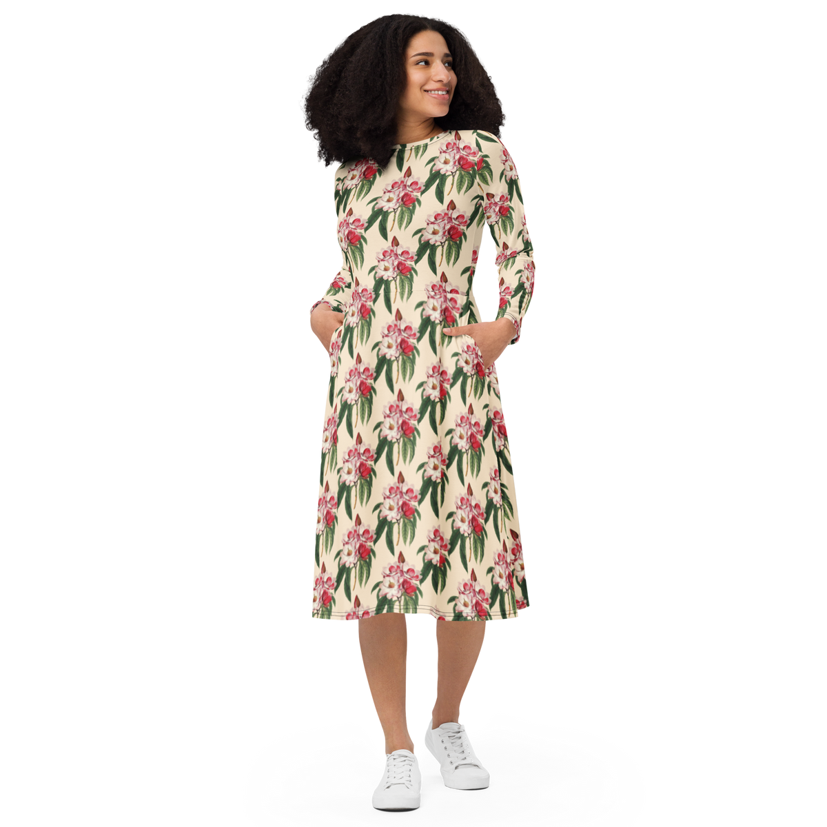 Long Sleeve Midi Dress with Pockets - Flora &amp; Fauna 2