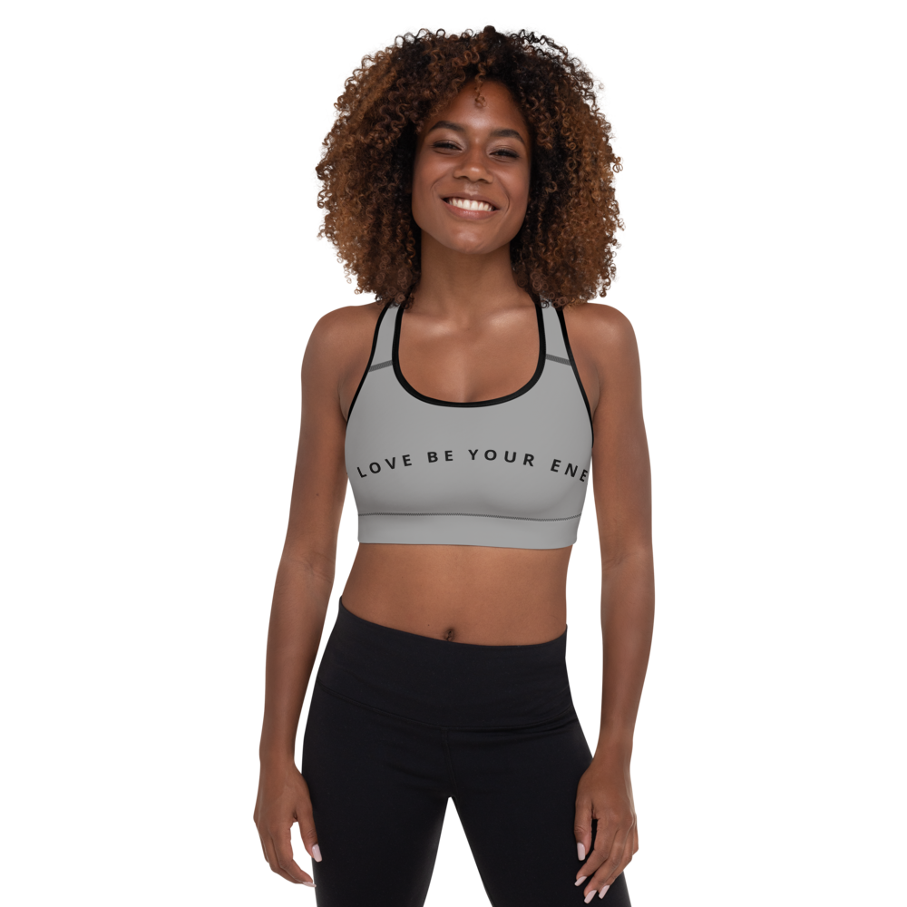 Padded Sports Bra - Let Love be your Energy, Graphite