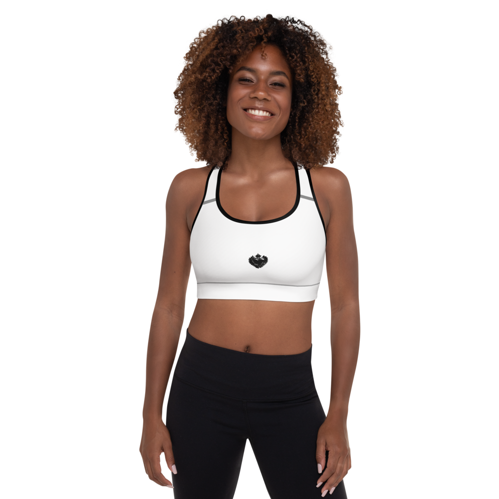 Padded Sports Bra - Darker Hearts, Black Heart