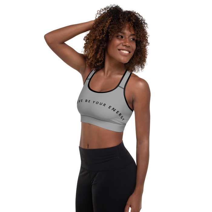 Gepolsterter Sport-BH - Let Love be your Energy, Graphit