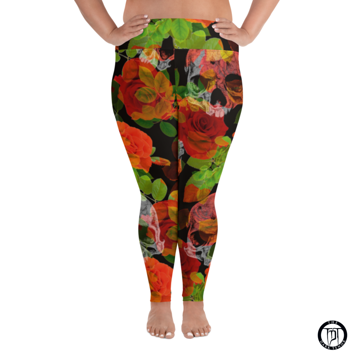 Leggings in Übergröße - Flowers and the Skull