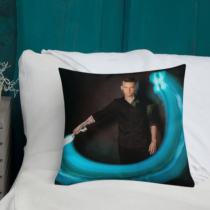 Kissen Premium - 3D Geige Blauer Lichtschweif