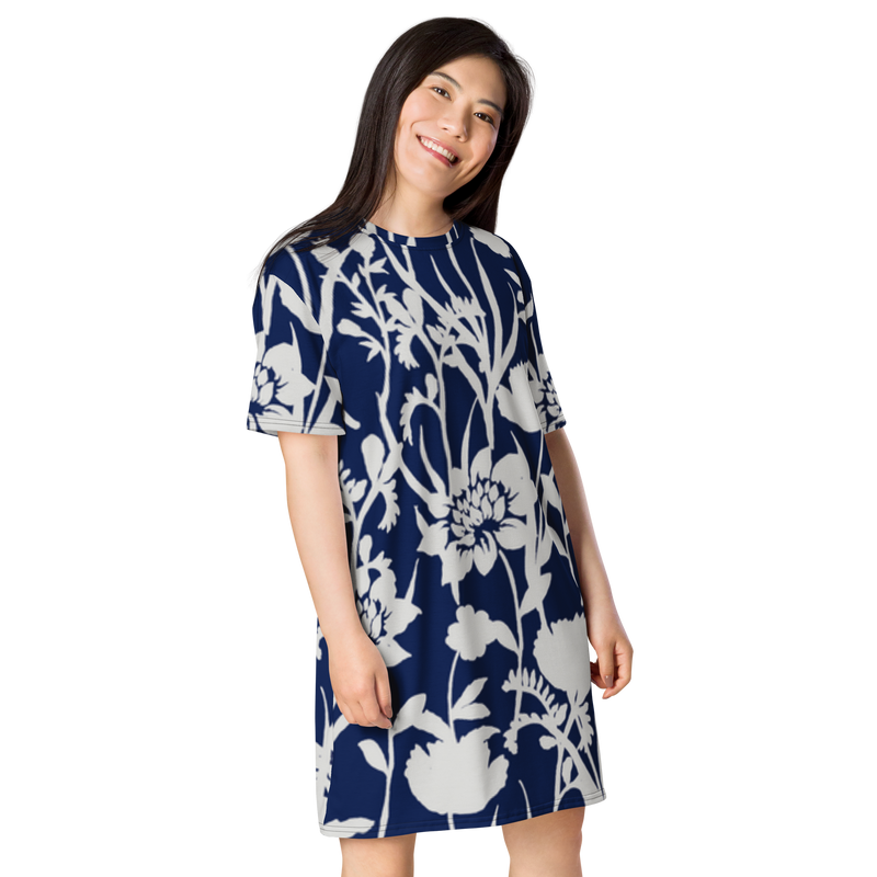 Premium T-Shirt-Kleid - Blaue Blume
