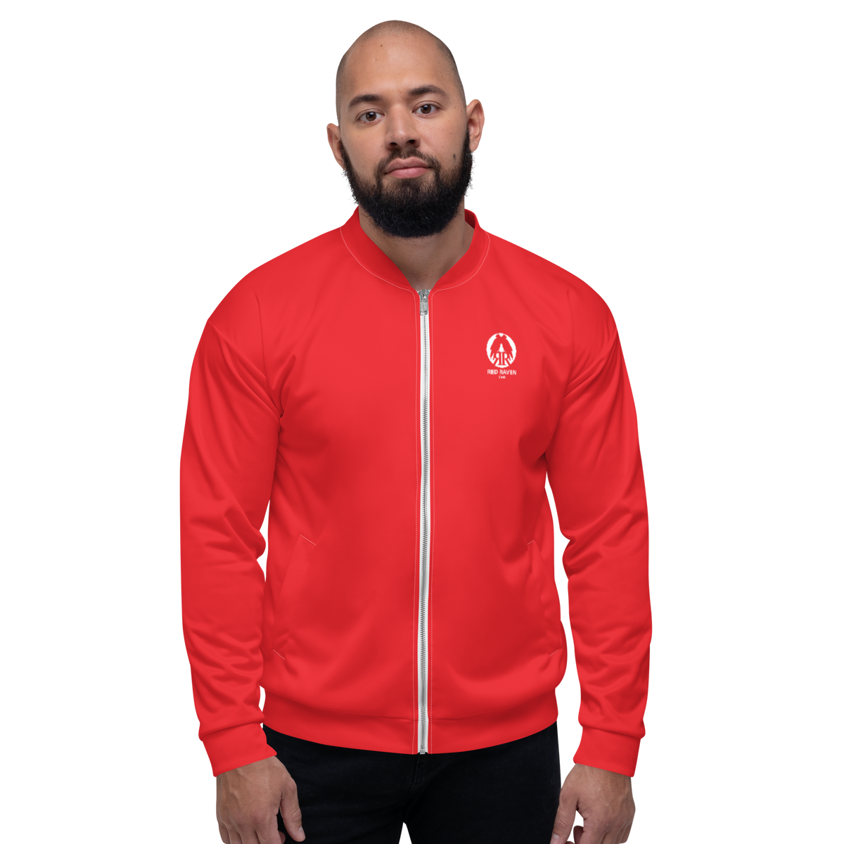 Bomberjacke Herren - Red Raven Music Logo, Rot