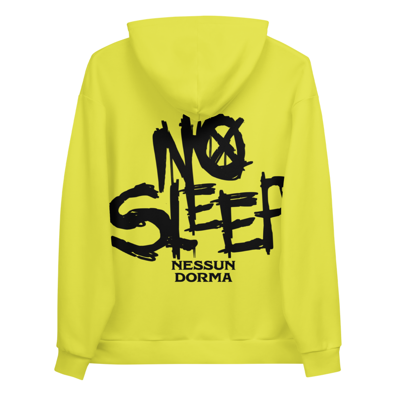 Unisex-Hoodie - No Sleep (Nessun Dorma), yellow black